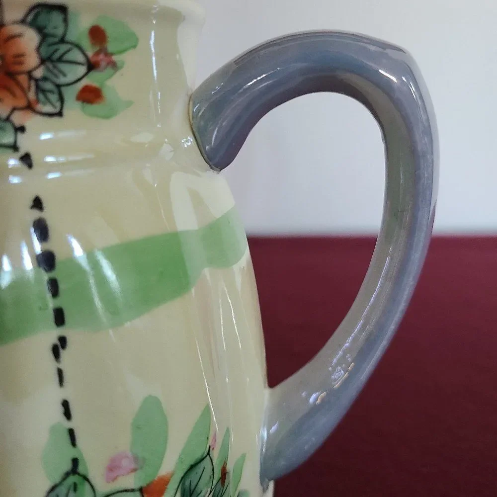 Japanese Lusterware Floral Hand Painted Pitcher Pearly Antique Vintage